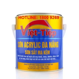 "Lon sơn acrylic đa năng Việt Tiệp dùng cho kim loại, gỗ và bê tông"